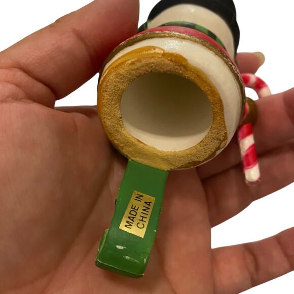 Set of TWO 4" Tall Adorable Vintage Hard Plastic Christmas Stocking Hangers - Picture 9 of 13